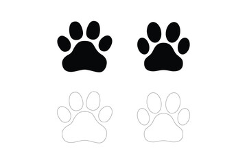 Simple line art and vector illustration of an animal paw print.&rdquo;