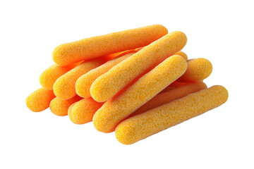 Golden Fried Mini Mozzarella Sticks Stacked Against Transparent Background
