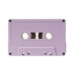 Obraz premium Purple audio cassette tape isolated on transparent background