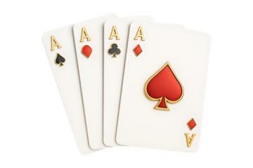 Four Aces Casino Playing Cards Set Isolated on Transparent Background
