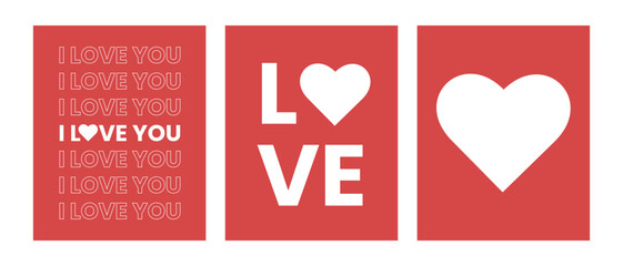  Set of Happy Valentine's day , heart and Love Minimalist Art , pink gradient