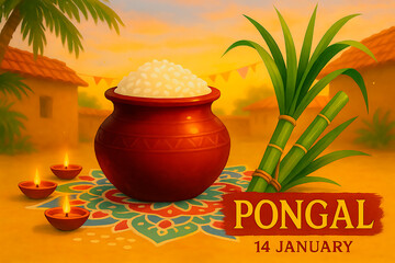 Celebrating pongal with traditional elements