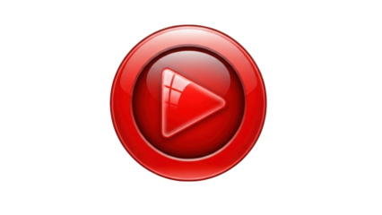 Glossy Red Circular Play Button Icon