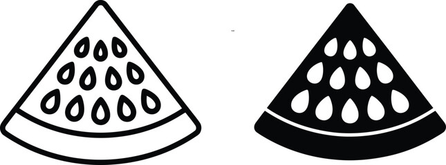 Black and white watermelon slice illustrations