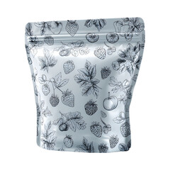 Minimalist Stand up Pouch with Fruit and Leaf Line Art Pattern