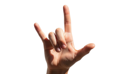 Human Hand Making I Love You Sign Gesture Isolated on White