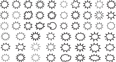 Collection of various explosion and burst shapes and symbols for graphic design  illustration