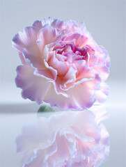 幻想的な虹色の光を纏った一輪の花のクローズアップ