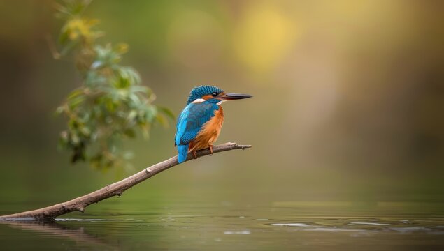 kingfisher perched on a limb - Powered by Adobe