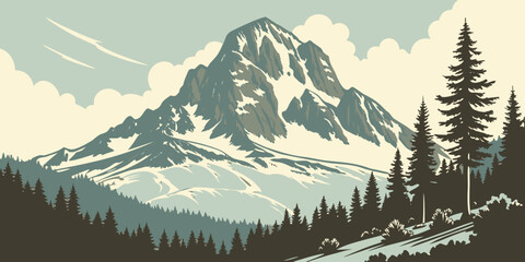 mountain landscape with trees and mountains