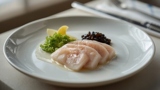 Kanpachi is a lean fish, tasty in summer, resembles hamachi, often served sliced with caviar, and available in Japanese dining venues