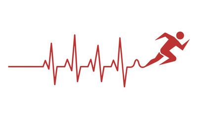 Dynamic Runner Heartbeat Line Icon Sport, Fitness & Health Vector