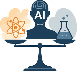 AI Balancing Scientific Risk and Human Curiosity Illustration