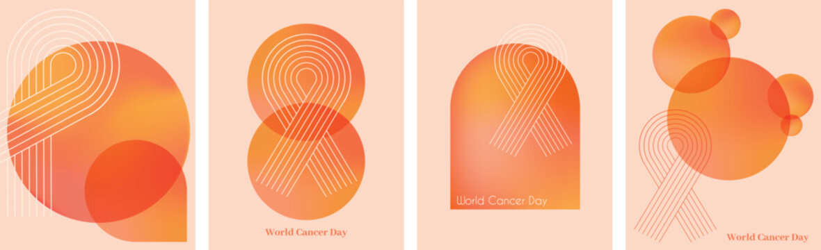 world cancer day. banner on orange background. International Day February 4