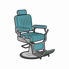 Vintage barber chair illustration in teal color scheme