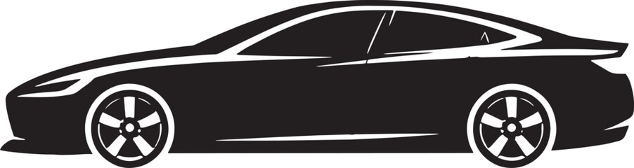 Side View Car Silhouette Vector &ndash; Crisp Outline, Minimal Style, High Contrast on White