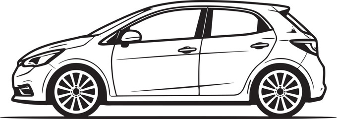 Compact City Car Silhouette &ndash; Simple Clean Vector Icon on White Background