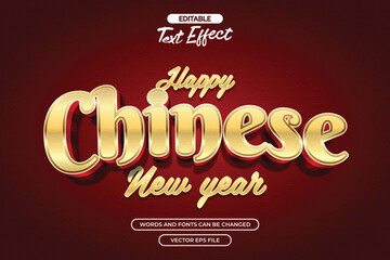 Happy chinese new year editable text effect with 3d gold text style