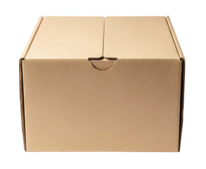 Empty Cardboard Packaging Box Isolated on Transparent Background