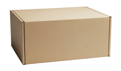 Empty Cardboard Packaging Box Isolated on Transparent Background
