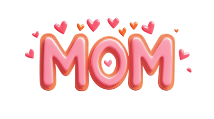 A Heartfelt Expression: MOM in a 3D effect with adorable hearts, representing the love, warmth, and appreciation for motherhood.