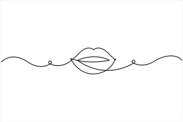Lips continuous one line drawing art design