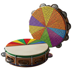 Obraz premium A colorful pair of tambourines on transparent background