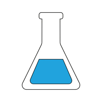 Blue liquid in erlenmeyer flask Vector