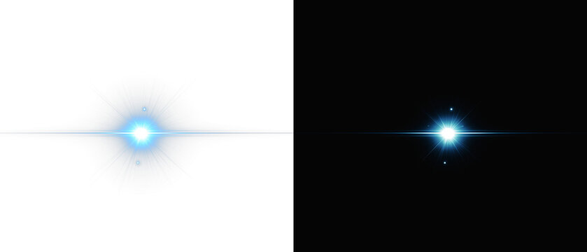 A horizontal blue explosion with glowing stripes. Futuristic light beam, laser effect, and bright beam (PNG). Transparent overlay for space, technology, and abstract designs.