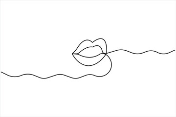 Lips continuous one line drawing art design
