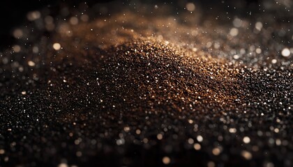 Extreme ultra-macro hyper-realistic close-up of coffee grounds surface
revealing tiny granules, intricate textures, and expressive composition with natural color depth