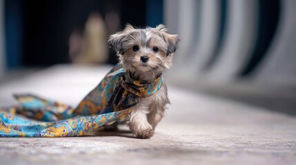 White fashion dog portrait in luxury studio, white fashion dog portrait with clean editorial style, white fashion dog portrait for premium branding