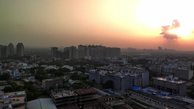 Aerial view of noida city | air pollution and smog in Noida NCR india | Air pollution | greater noida