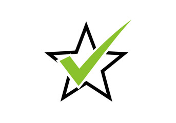Green checkmark inside a star symbol for approval and success