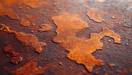Extreme ultra-macro hyper-realistic close-up of a rusted metal surface
revealing micro pits, scratches, and realistic reflective textures with expressive composition