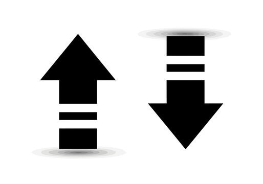 Black arrows pointing up and down with horizontal lines
