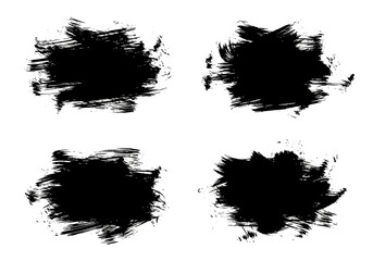 Collection of black brush strokes on for artistic use