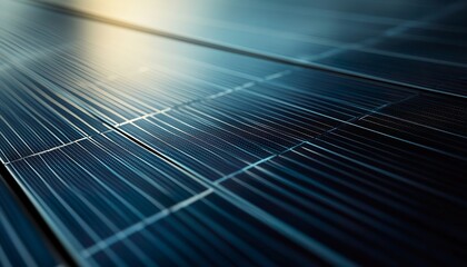 Extreme ultra-macro hyper-realistic close-up of a solar panel surface, revealing micro photovoltaic cells, precise grid lines, and subtle metallic reflections, emphasizing expressive angle, compositio