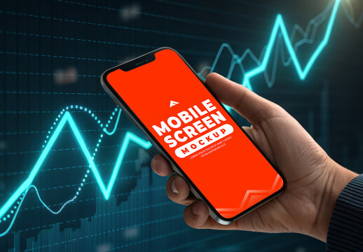 Mobile Screen Mockup with Dark Background for Bold UI and App Presentation