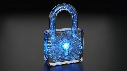 Digital lock and key icon symbolizing secure online data protection and network safety in a futuristic cyber security concept