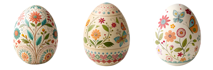 Set of easter eggs on transparent background