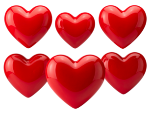 red hearts isolated on white