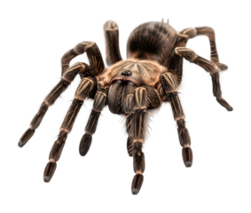 Spider crawling on white surface nature isolated on transparent background