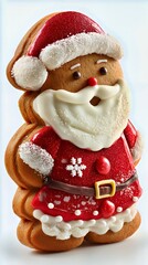 Festive Santa Gingerbread Cookie: Holiday Baked Treat with Icing & Sprinkles
