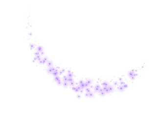 Purple magic sparks and dust stars, glow flare light effect. Vector