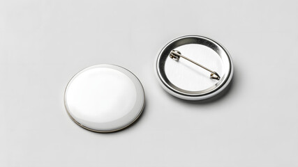 Two Blank White Badges on Gray Surface button isolated on a transparent background