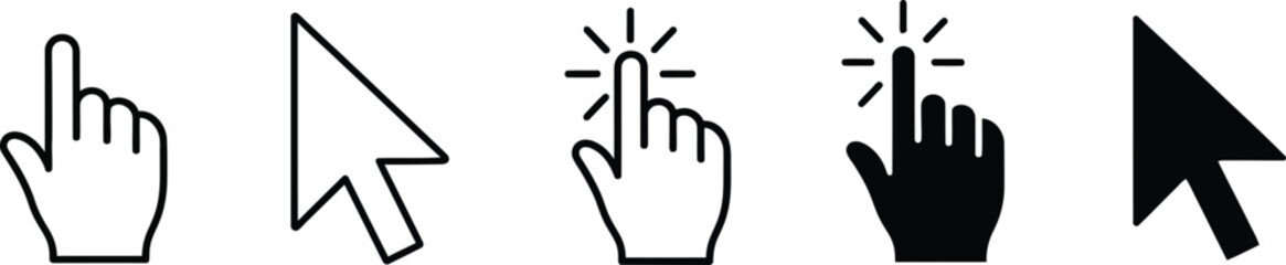Fototapeta premium Computer Mouse and Hand Cursor Icons