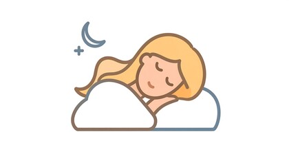 Woman Sleeping Peacefully on Pillow at Night.