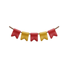 3D Red and Gold Party Bunting Flags Garland Transparent