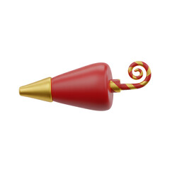 3D Red Party Blower Whistle Noise Maker Transparent